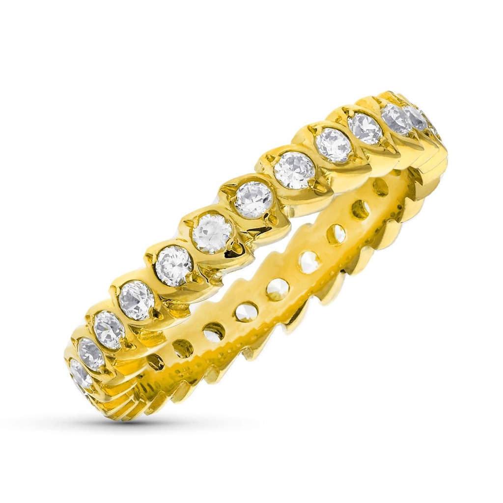 18K ALIANZA ORO AMARILLO 27 DIAMANTES TALLA BRILLANTE 0.81 QTS.