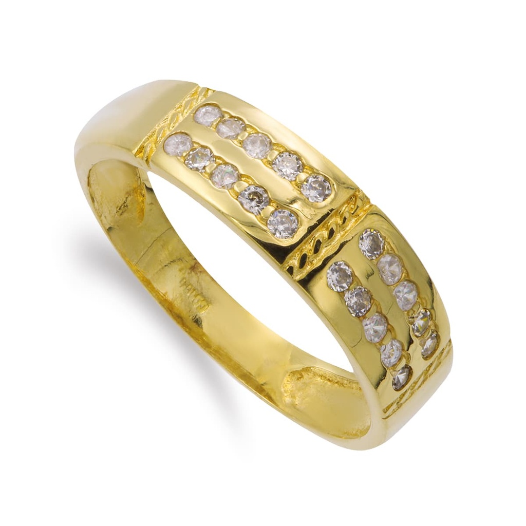18K SORTIJA ORO AMARILLO CON CIRCONITAS ANCHO 6 MM
