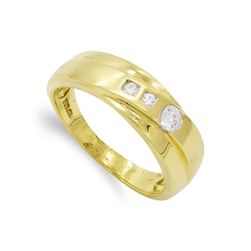 18K SORTIJA ORO AMARILLO MACIZO CON CIRCONITAS