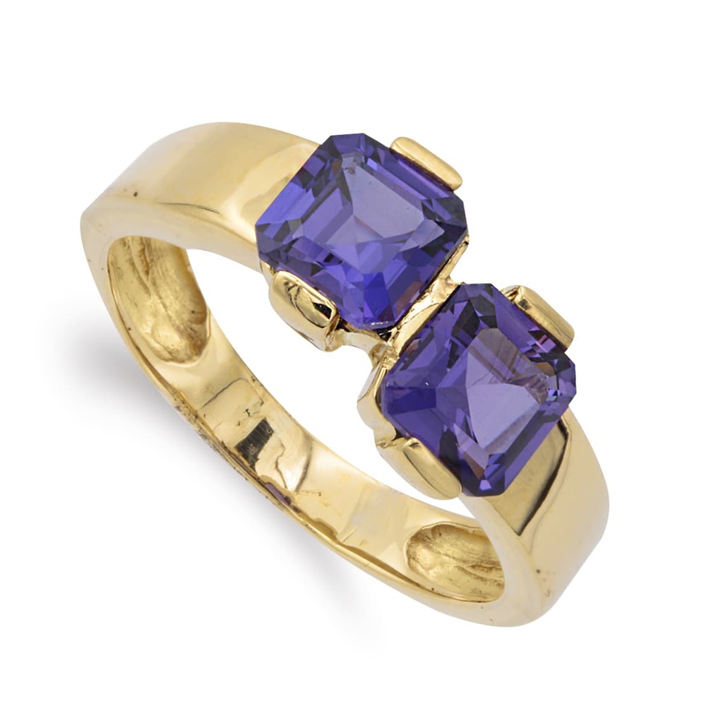 18K SORTIJA ORO AMARILLO DOS AMATISTAS 6 MM