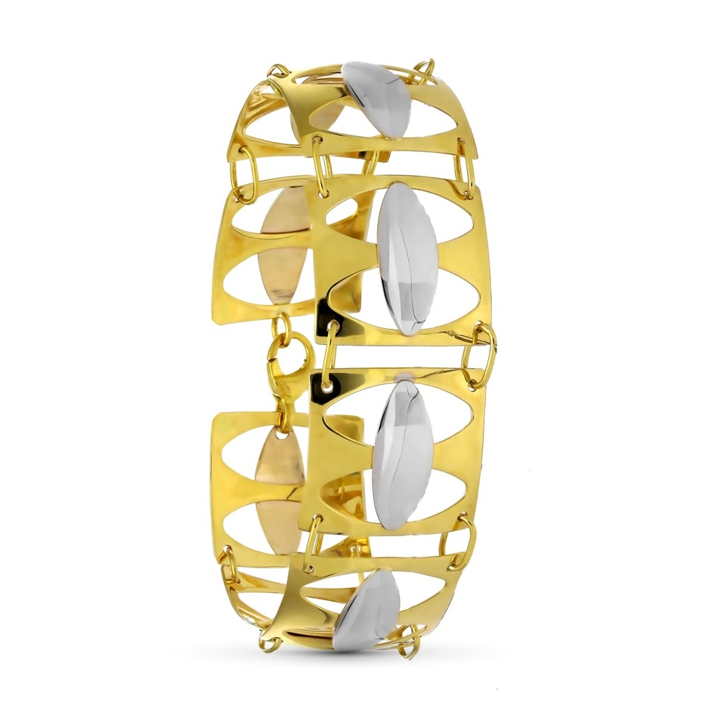 18K PULSERA ORO BICOLOR 19CM