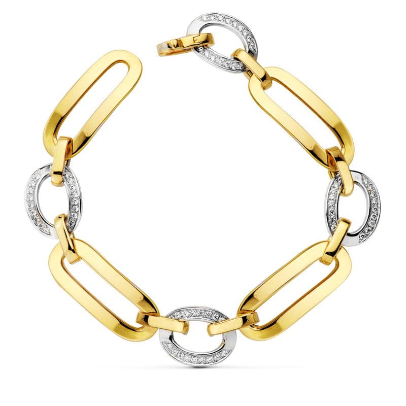18K PULSERA BICOLOR HUECA 21.5CM 21.60 GR