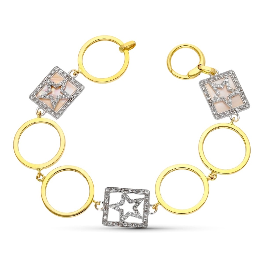 18K PULSERA ORO BICOLOR ESLABONES NACAR