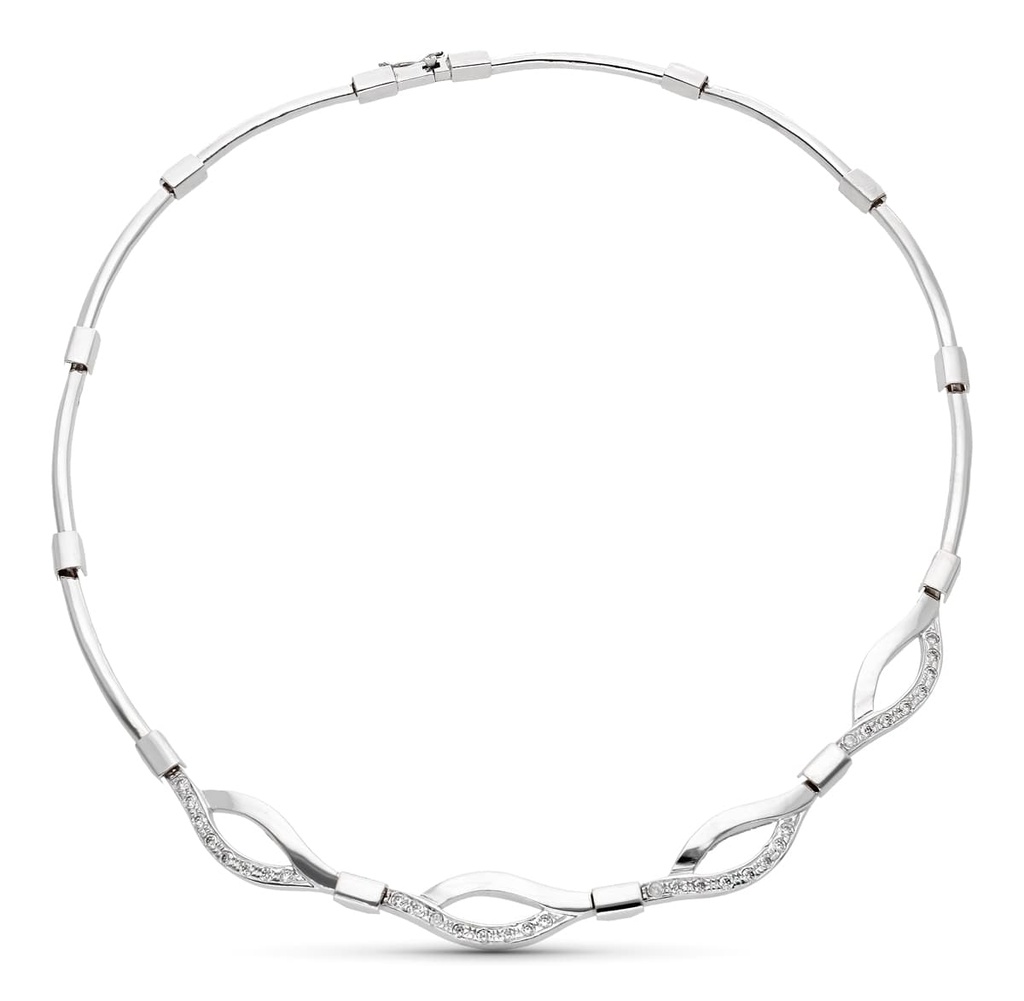 18K GARGANTILLA ORO BLANCO Y CIRCONITAS