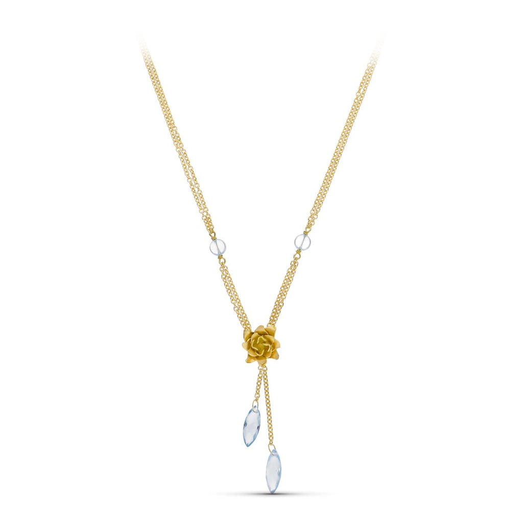18K GARGANTILLA ORO AMARILLO PIEDRAS COLOR Y FLOR MATE