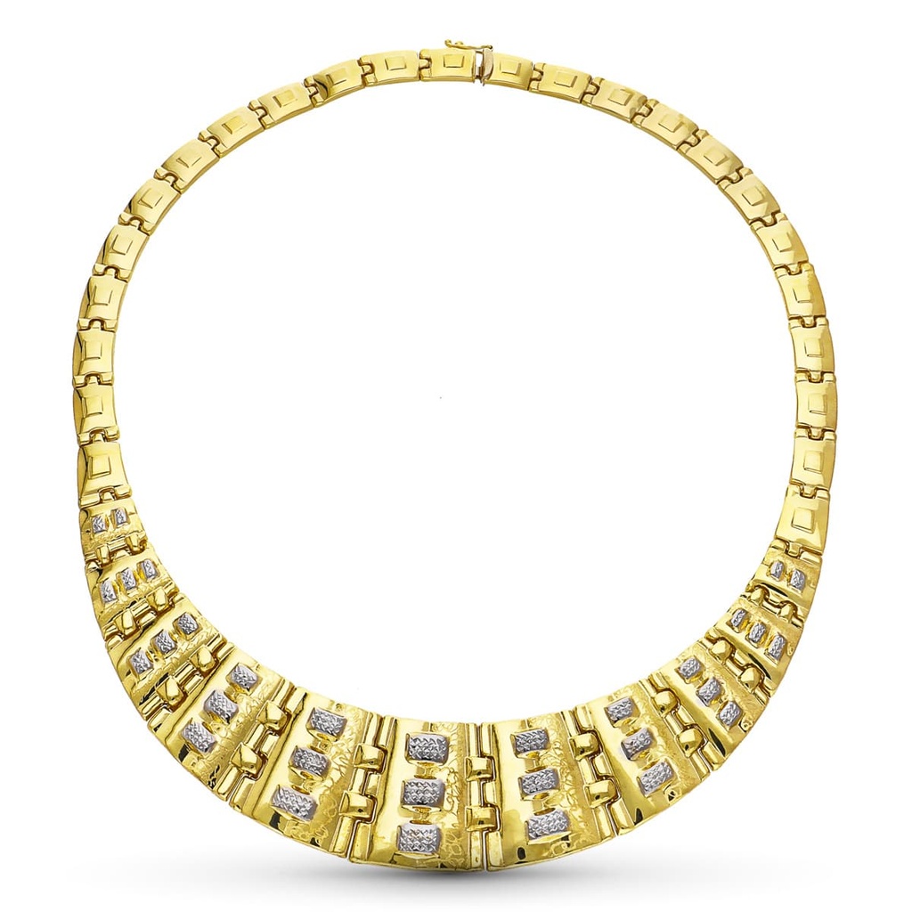 18K GARGANTILLA ORO BICOLOR ESTAMPACION 45 CM