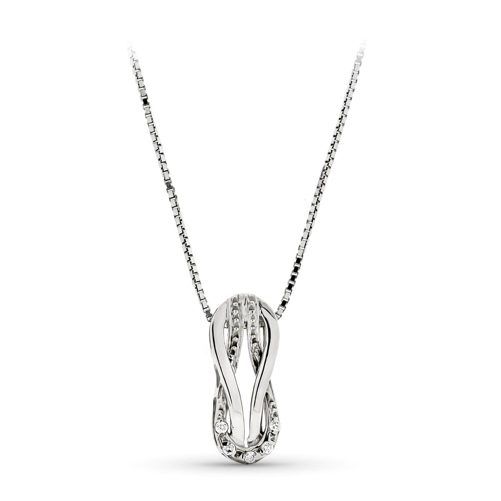 18K COLGANTE ORO BLANCO NUDO CON CIRCONITAS Y CADENA VENECIANA