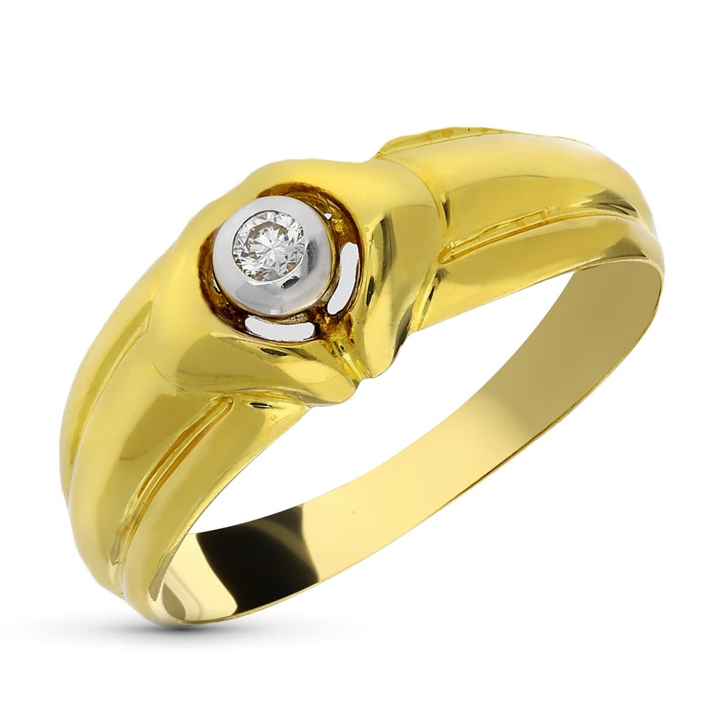 18K SORTIJA ORO BICOLOR BRILLANTE. 0.10  QTS.
