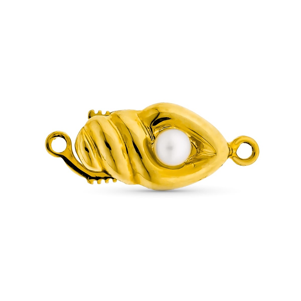 18K FORNITURA BROCHE ORO AMARILLO COLLAR PARA 1 VUELTA CON PERLA