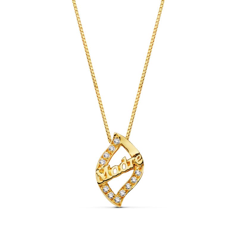 18K GARGANTILLA ORO AMARILLO MADRE CIRCONITAS CADENA 44 CM