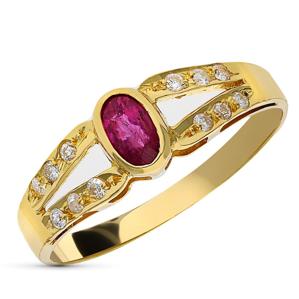 18K SORTIJA ORO AMARILLO BRILLANTES 0.12 QTS. RUBI