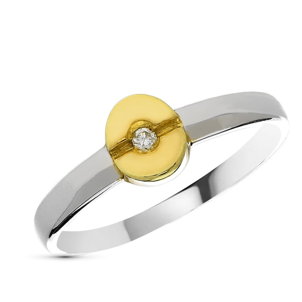 18K SORTIJA ORO BICOLOR DIAMANTE 0.020  QTS.