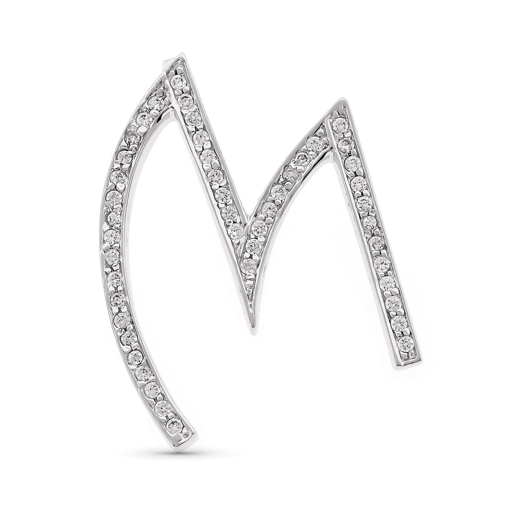 18K COLGANTE ORO BLANCO LETRA M CON CIRCONITAS 35X27 MM