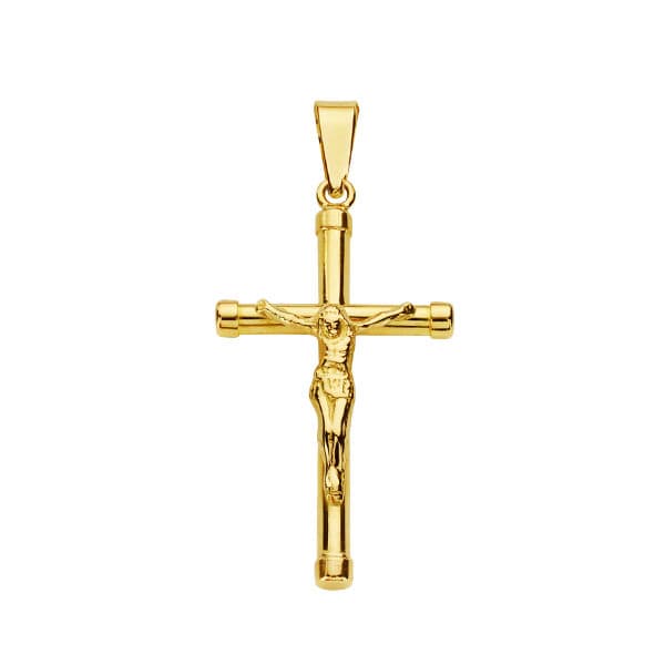 18K CRUZ CRISTO PALO REDONDO 28X15X2 MM