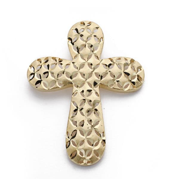 18K CRUZ TALLADA GRANDE 39X30 MM