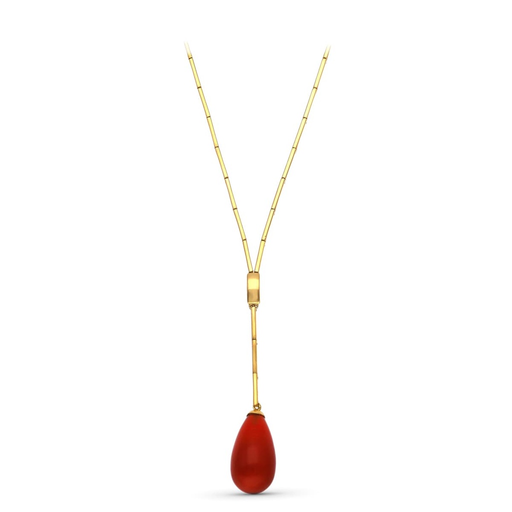 18K GARGANTILLA ORO AMARILLO LAGRIMA PIEDRA FINA
