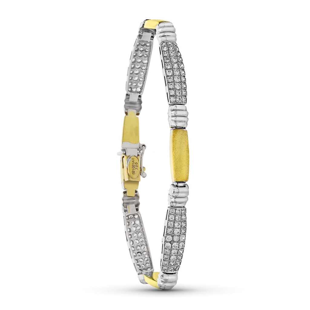 18K PULSERA ORO BICOLOR CIRCONITAS ESTAMPACION