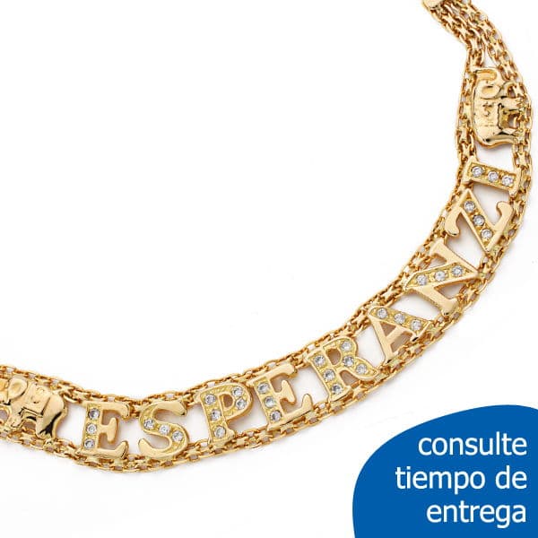 18K PULSERA NOMBRE ELEFANTES 12.00 GR 18.5CM