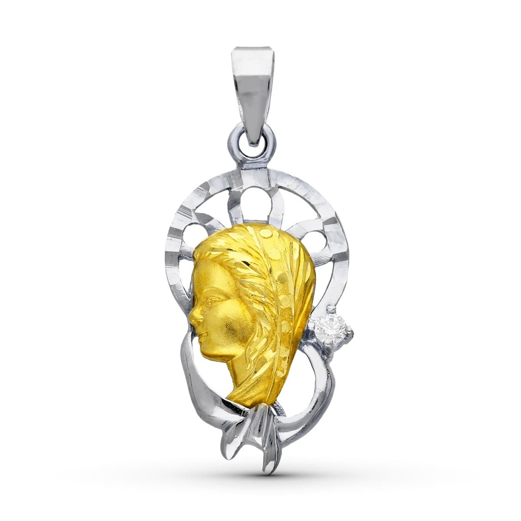 18K MEDALLA ORO BICOLOR VIRGEN NIÑA 25X13 MM