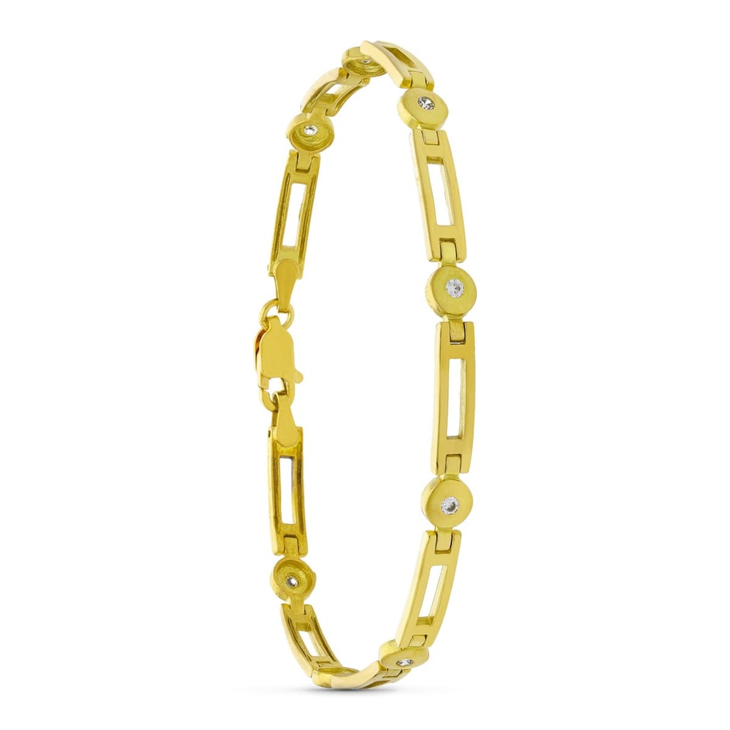 18K PULSERA ORO AMARILLO CIRCONITAS MATE Y BRILLO