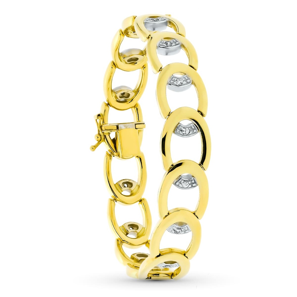 18K PULSERA ORO BICOLOR ESLABONES CIRCULOS
