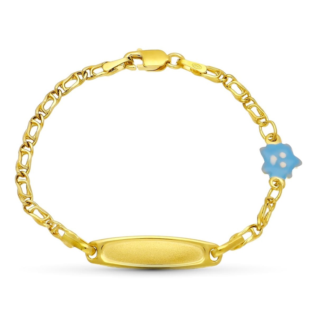 18K ESCLAVA ORO AMARILLO NIÑA 14 cm FLOR ESMALTE