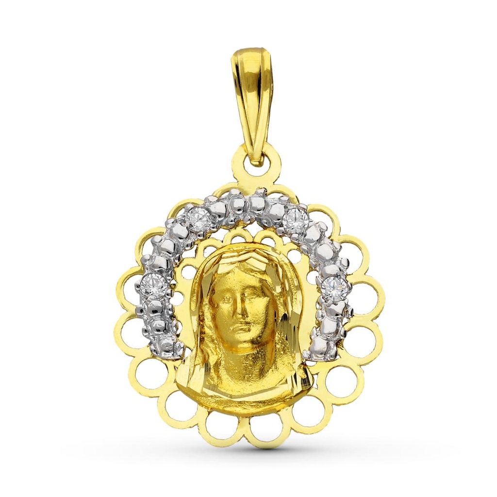 18K MEDALLA ORO BICOLOR VIRGEN NIÑA 19X17 MM
