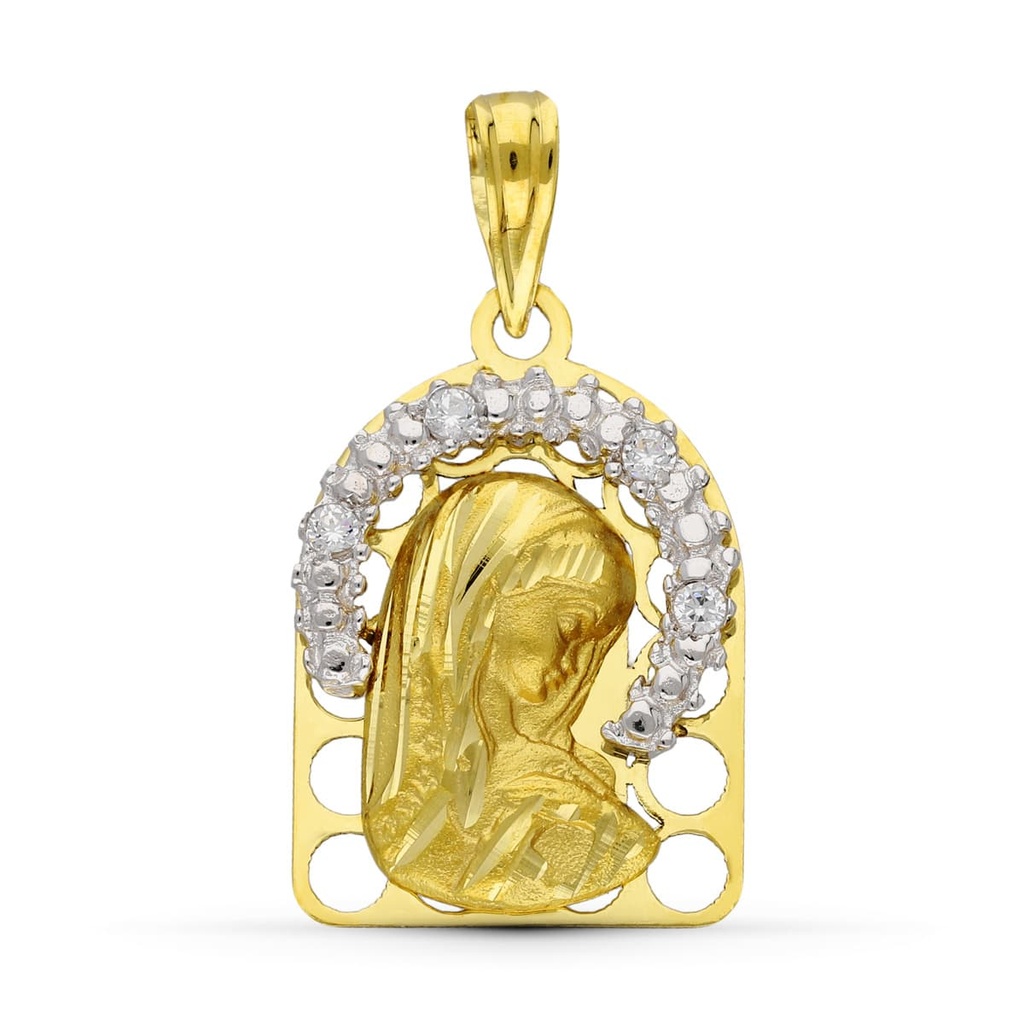 18K MEDALLA ORO BICOLOR VIRGEN NIÑA 20X13 MM