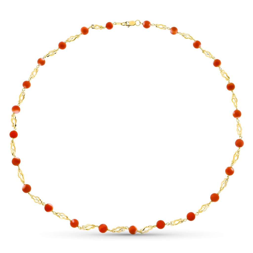 18K COLLAR ORO AMARILLO JAULA CORAL FINO JAPONES 5.5 MM 50CM