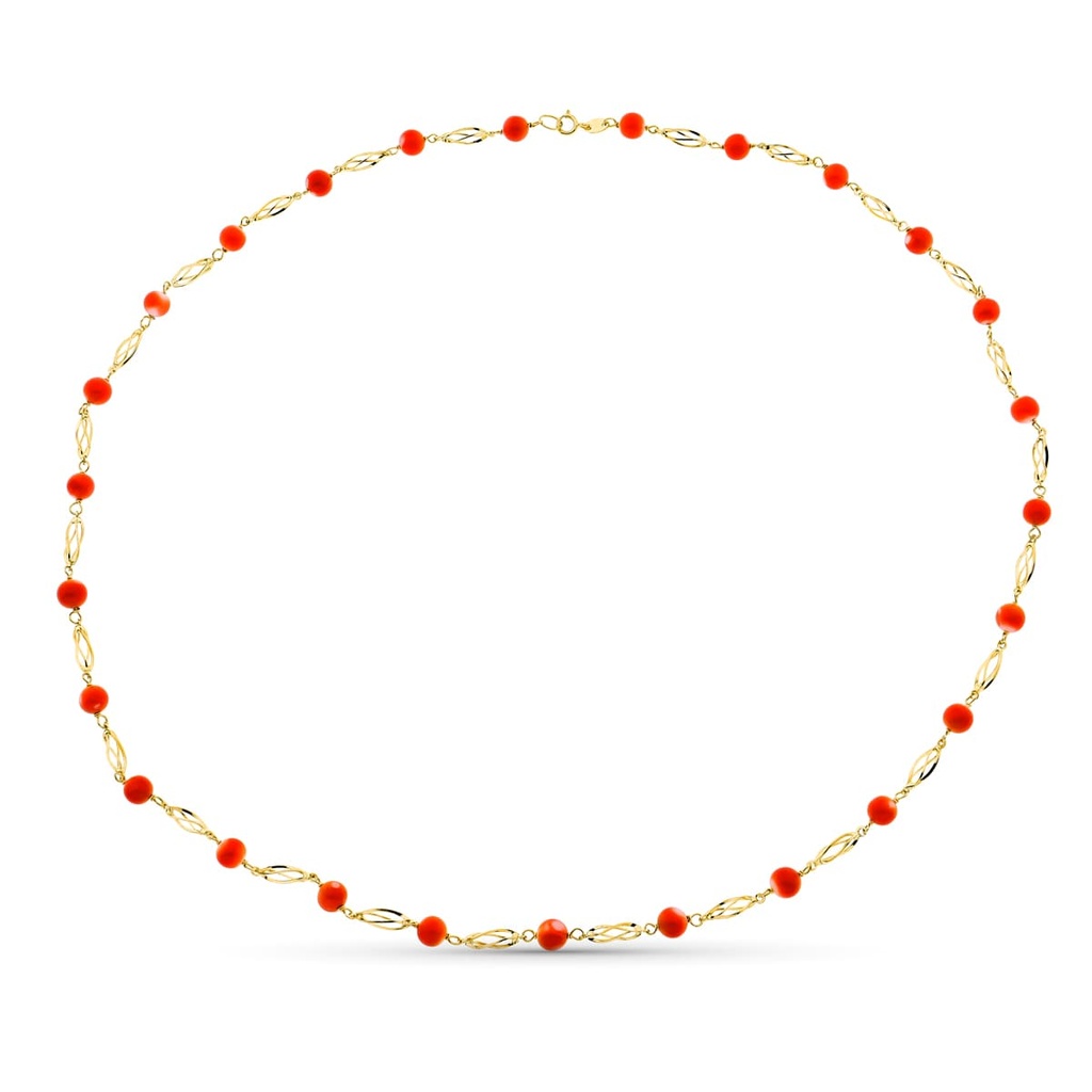 18K COLLAR ORO AMARILLO JAULA CORAL FINO JAPONES 5.5 MM 60 CM