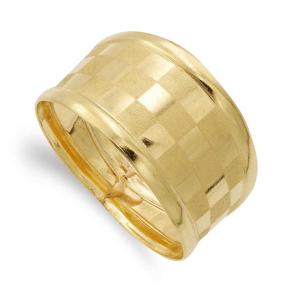18K SORTIJA ORO AMARILLO MOTIVOS CUADRADOS MATE Y BRILLO ANCHO 11 MM