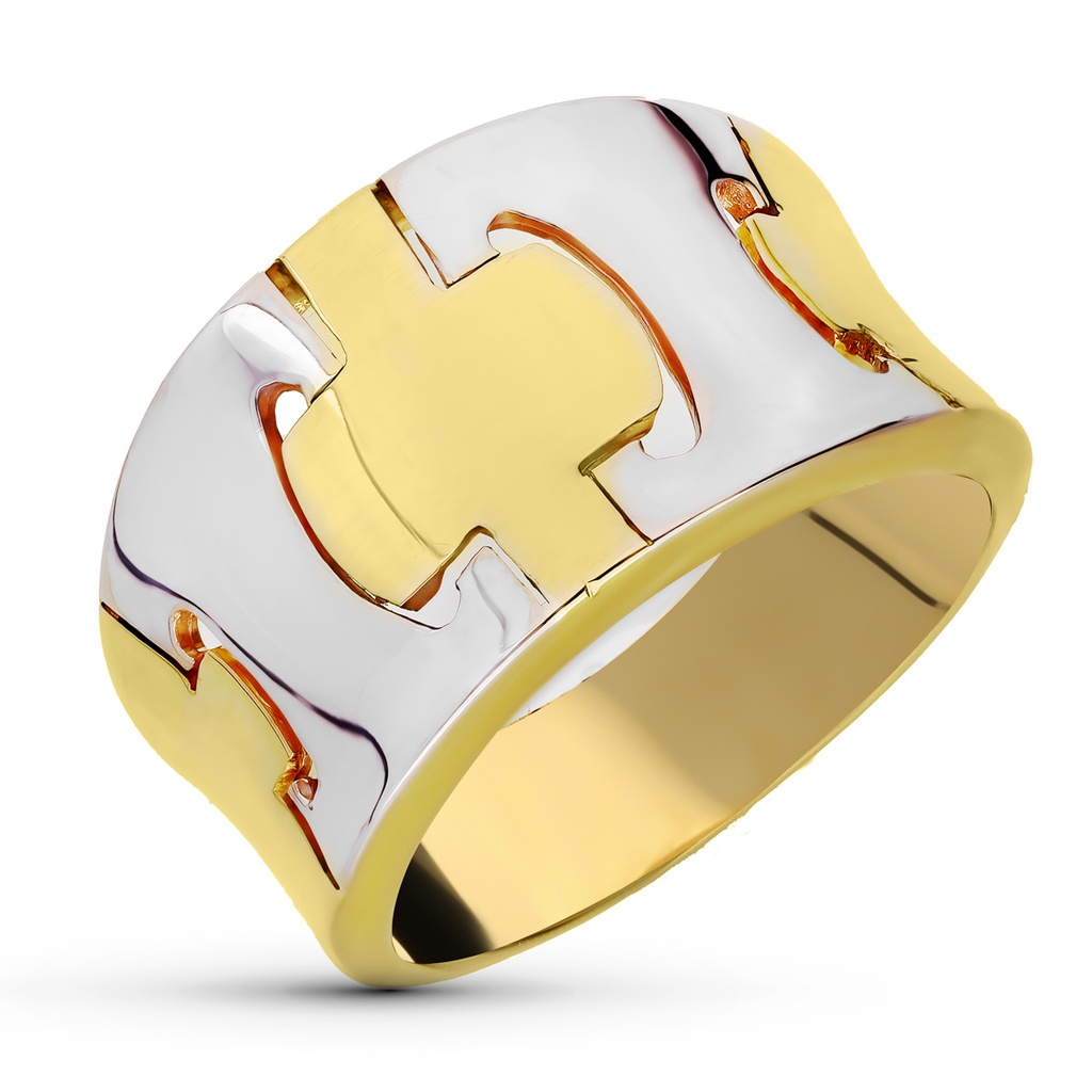 18K SORTIJA ORO BICOLOR CON CIRCONITAS