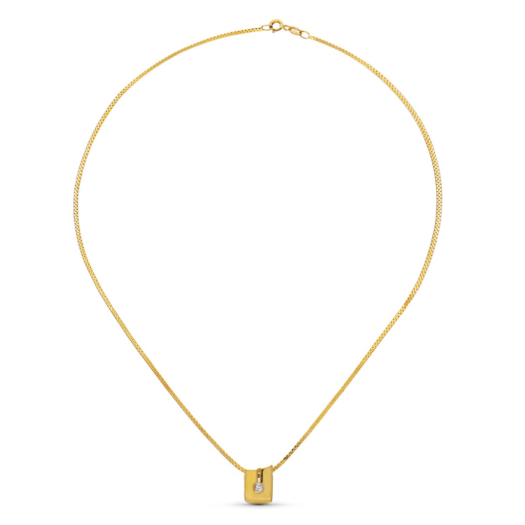 18K COLGANTE ORO AMARILLO BRILLANTES 12X8 MM 0.05 QTS. CADENA 40