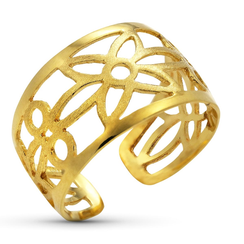 18K SORTIJA ORO AMARILLO FLORES CALADAS