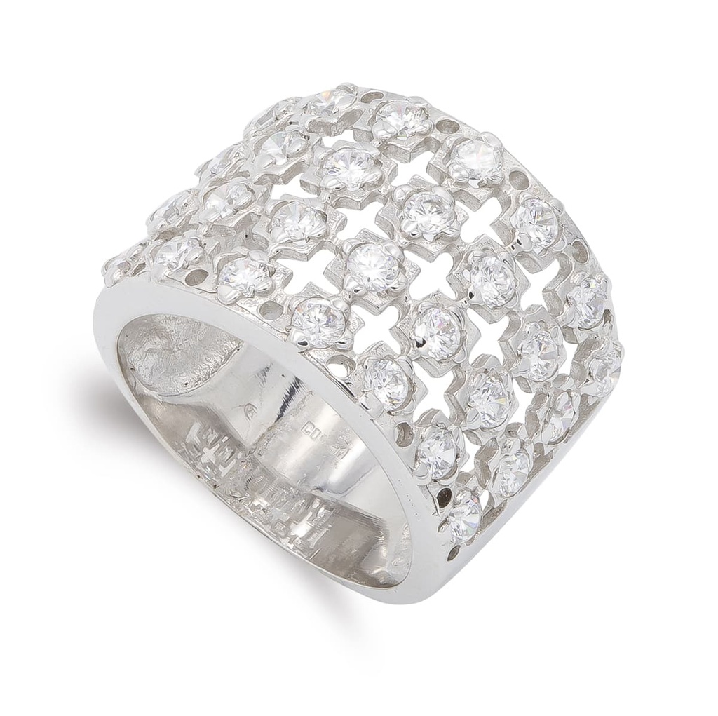 18K SORTIJA ORO BLANCO CON CIRCONITAS