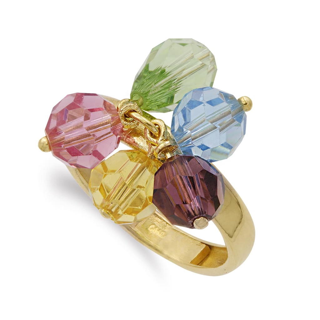 18K SORTIJA ORO AMARILLO CINCO PIEDRAS DE COLORRES. ANCHO CUERPO 3 MM
