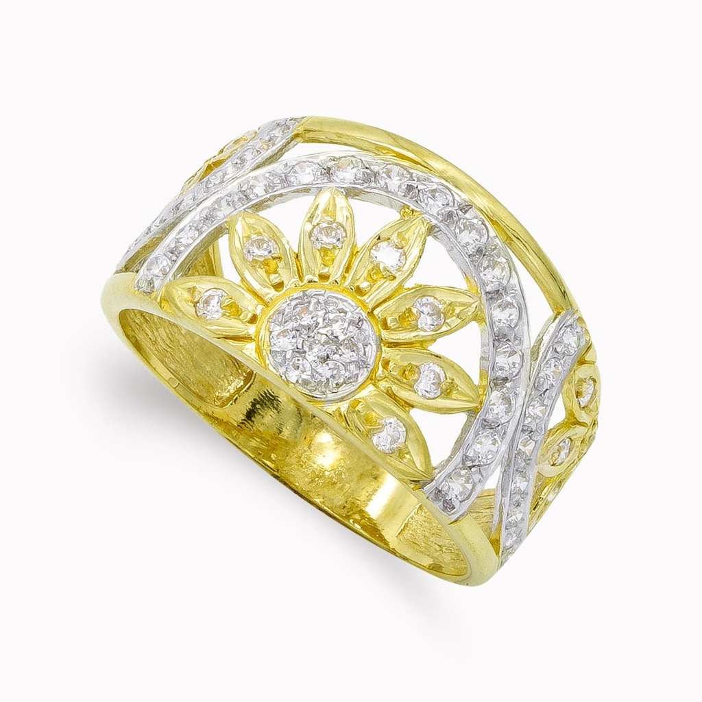18K SORTIJA ORO BICOLOR SOLES CIRCONITAS