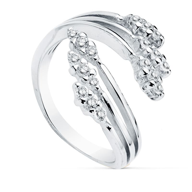 18K SORTIJA ORO BLANCO RAMAS CIRCONITAS