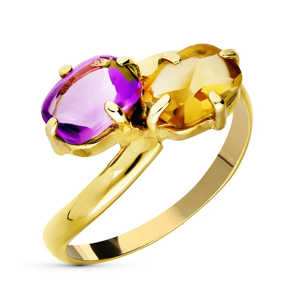 18K SORTIJA ORO AMARILLO PIEDRA COLORES.