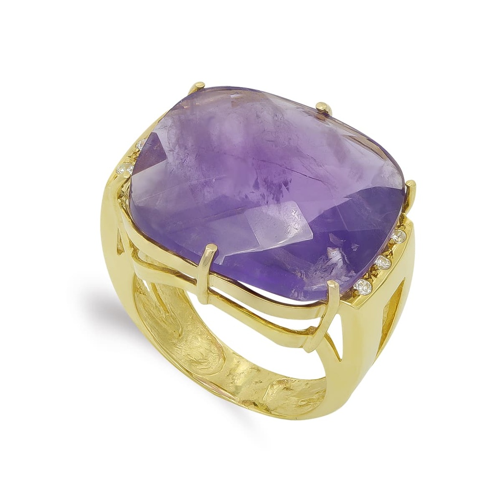 18K SORTIJA ORO AMARILLO PIEDRA DE COLOR GARRAS