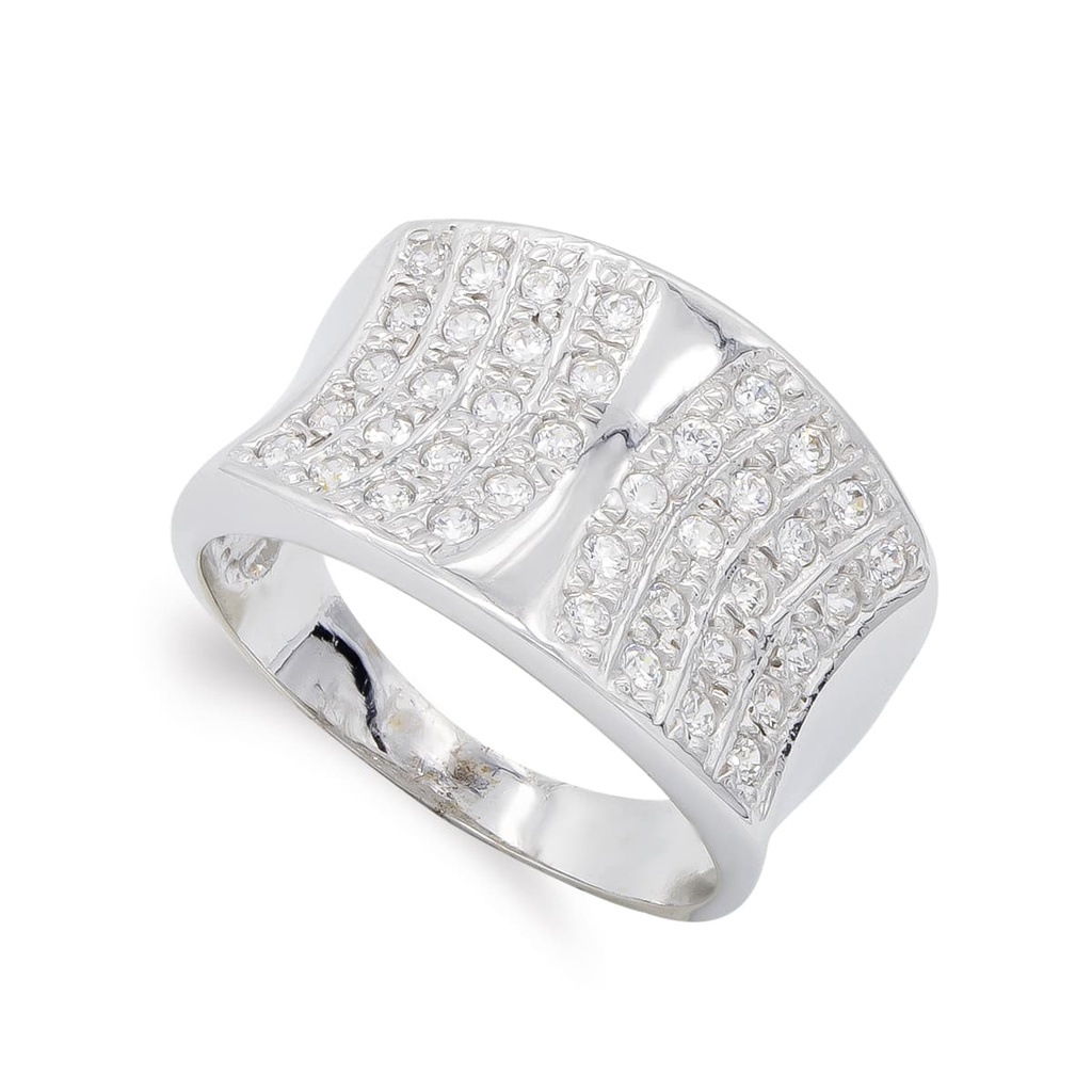 18K SORTIJA ORO BLANCO ANCHA Y CIRCONITAS