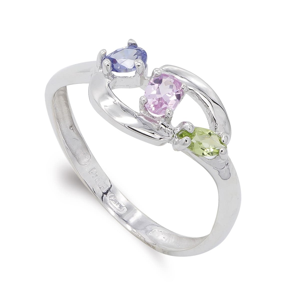 18K SORTIJA ORO BLANCO PIEDRA COLOR