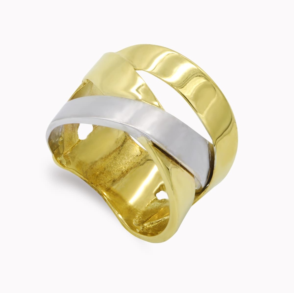18K SORTIJA ORO BICOLOR LISA BANDAS