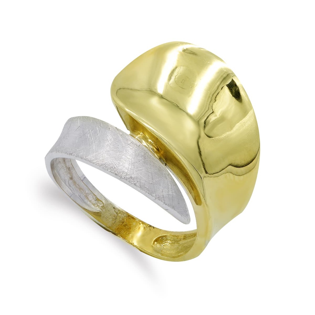 18K SORTIJA ORO BICOLOR MATE Y BRILLO