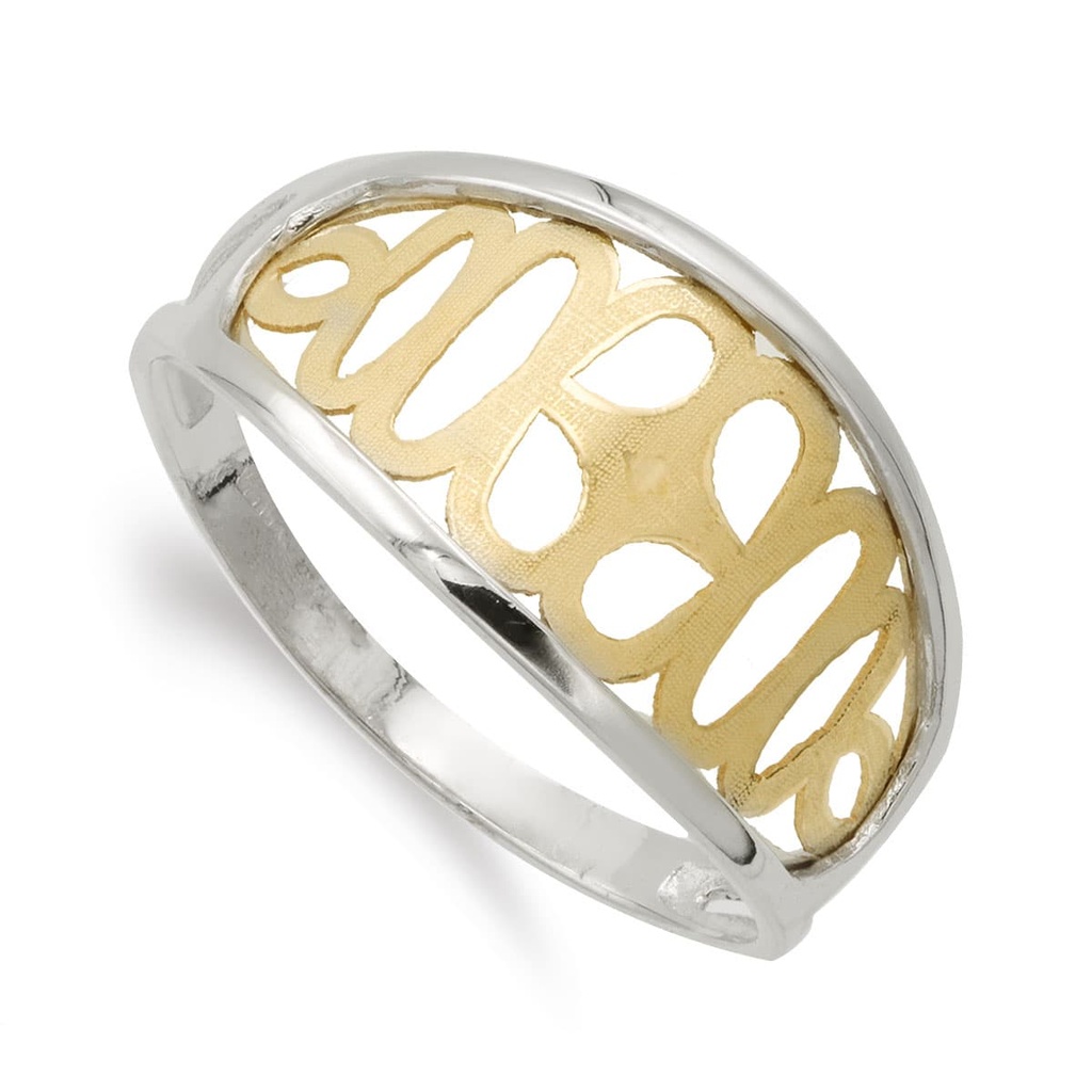 18K SORTIJA ORO BICOLOR CALADA 11 MM CUERPO 2 MM