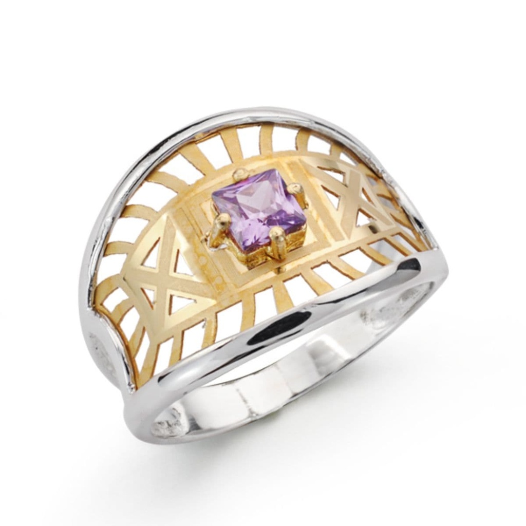 18K SORTIJA BICOLOR LASER PIEDRA COLOR