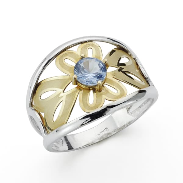 18K SORTIJA BICOLOR LASER PIEDRA COLOR