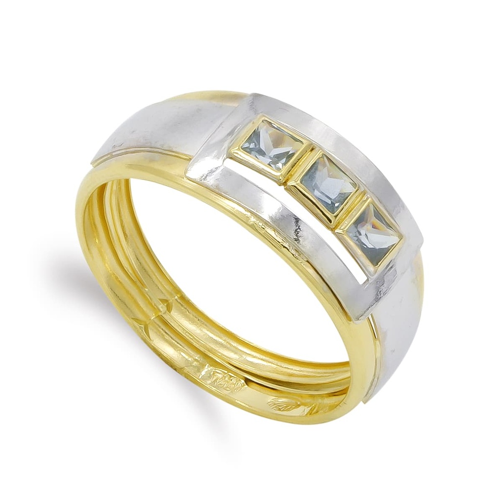 18K SORTIJA BICOLOR CUERPO 4 MM AGUAMARINA