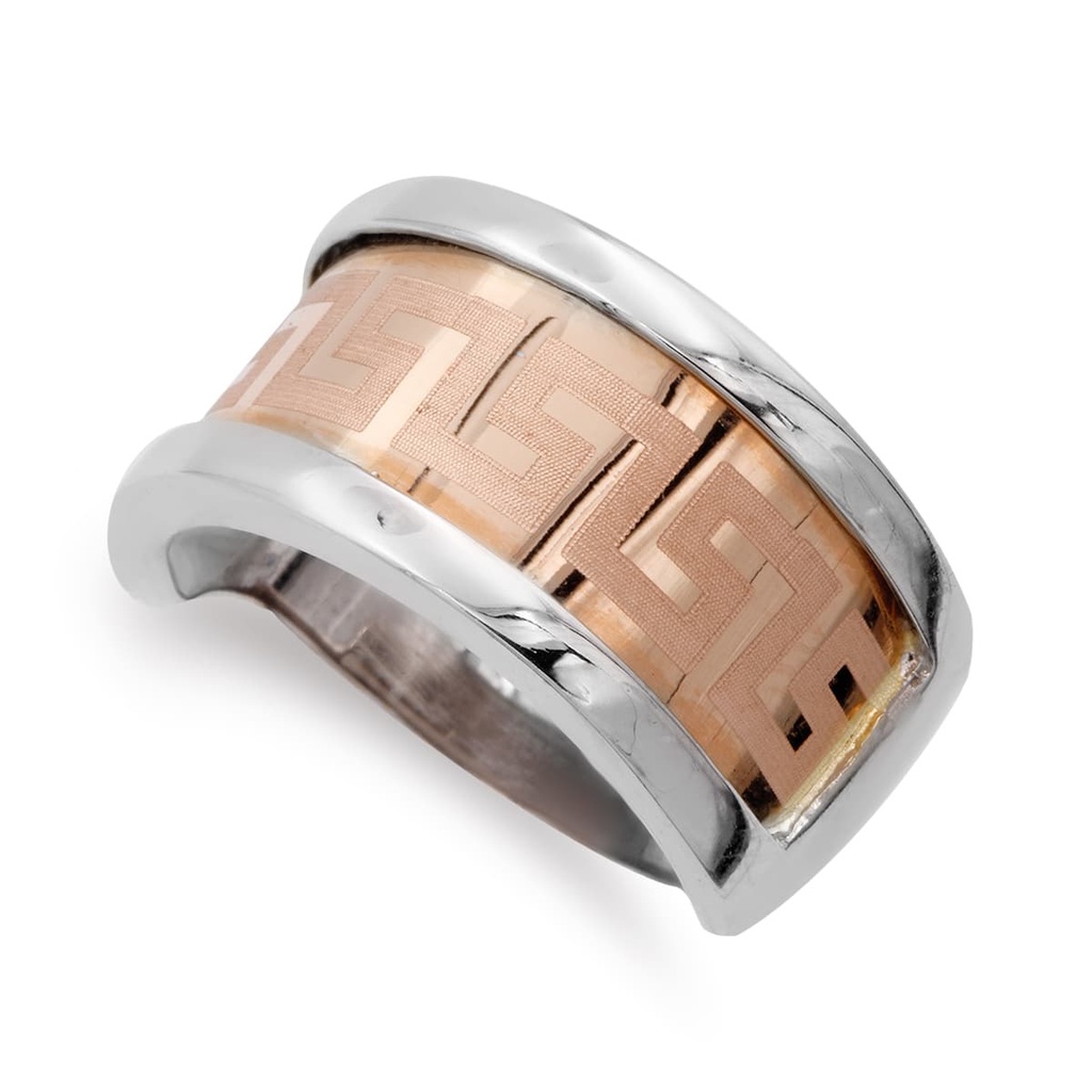 18K SORTIJA ORO BICOLOR ( ROSA BLANCO ) CON GRECA