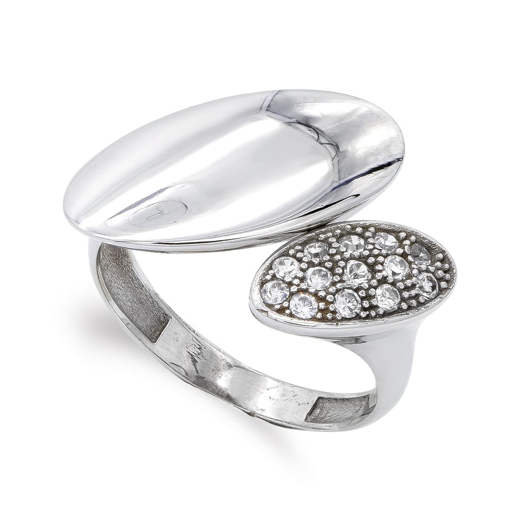 18K SORTIJA ORO BLANCO Y CIRCONITAS